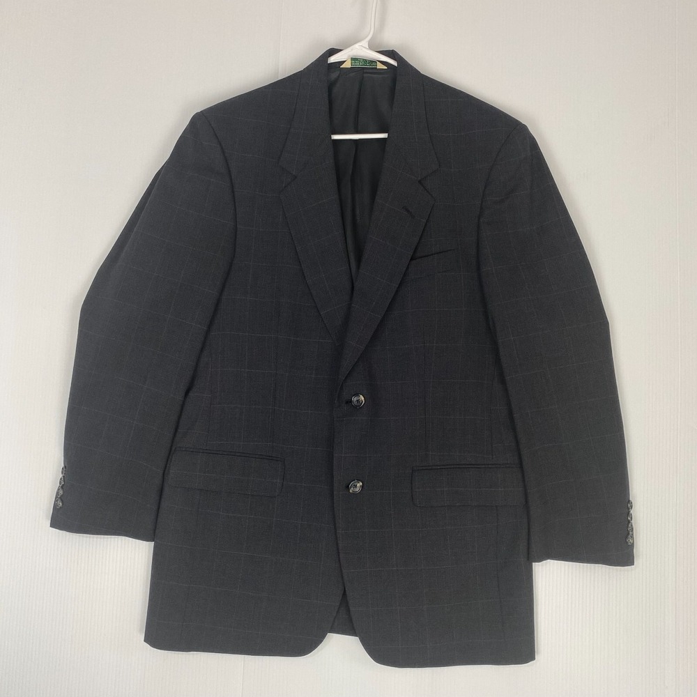 EVAN PICONE Men Vintage Wool Blazer Jacket Sport Coat‎  Black  Tweed USA Made